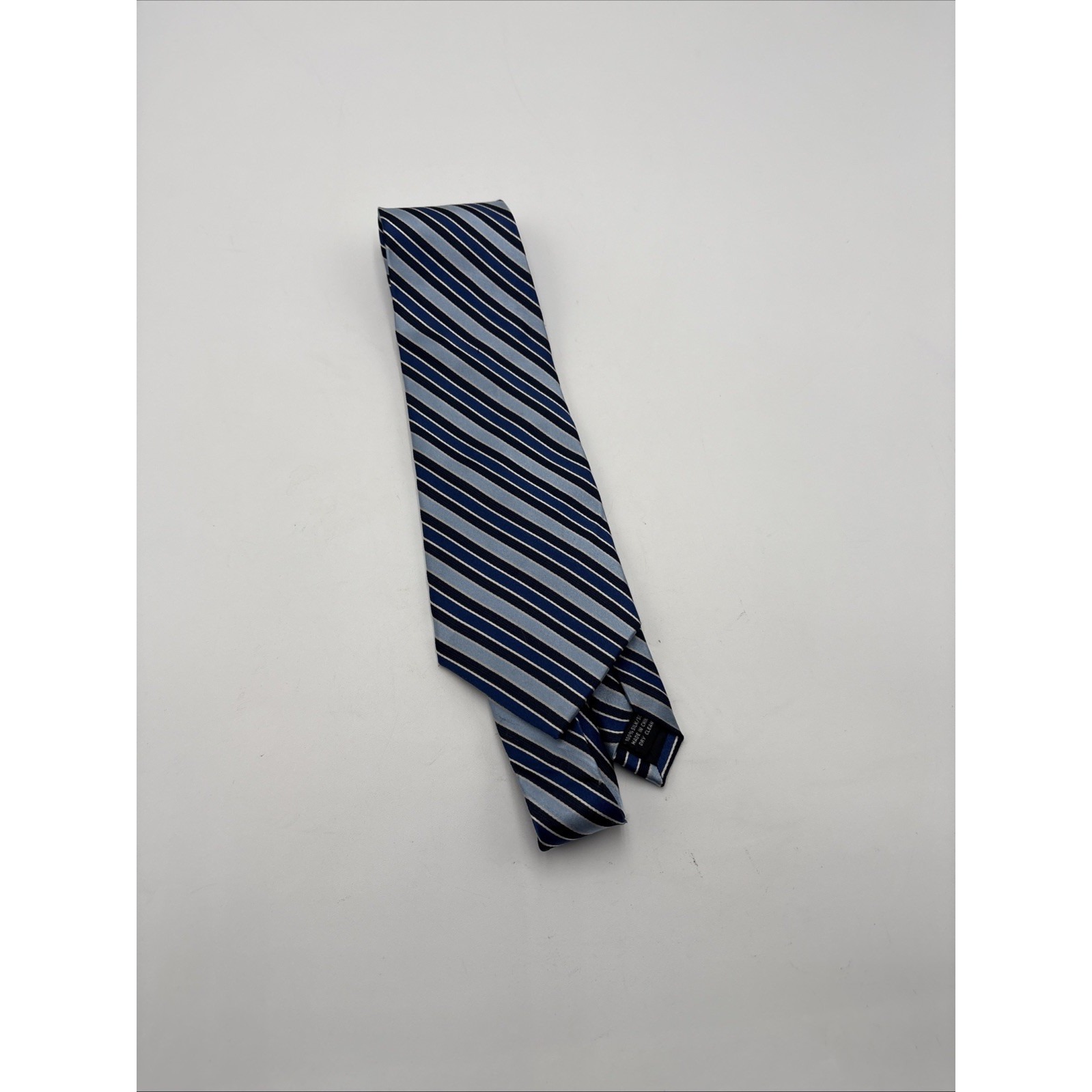 Stafford Silk Neck Tie Blue Gray Stripe Pattern Professional Career Office 56"In